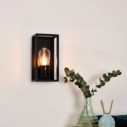 Lucide CARLYN - Applique murale Salle de bains - 1xE14 - IP54 - Noir - ambiance 1